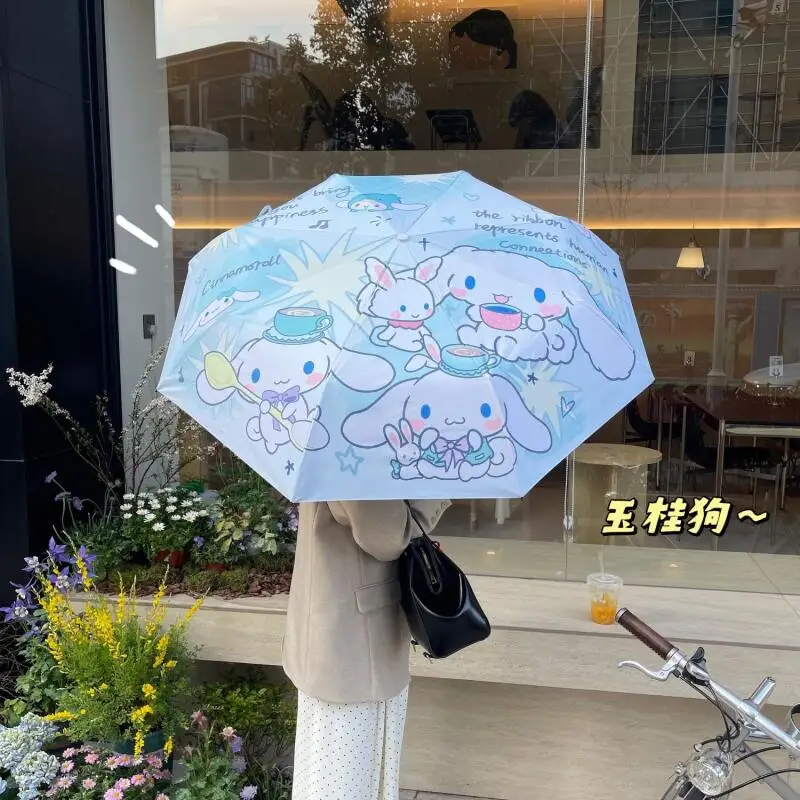 Sanrio Cinnamoroll paraguas automático sombrilla lindo Anime dibujos animados estudiante niño Campus adulto al aire libre viaje portátil