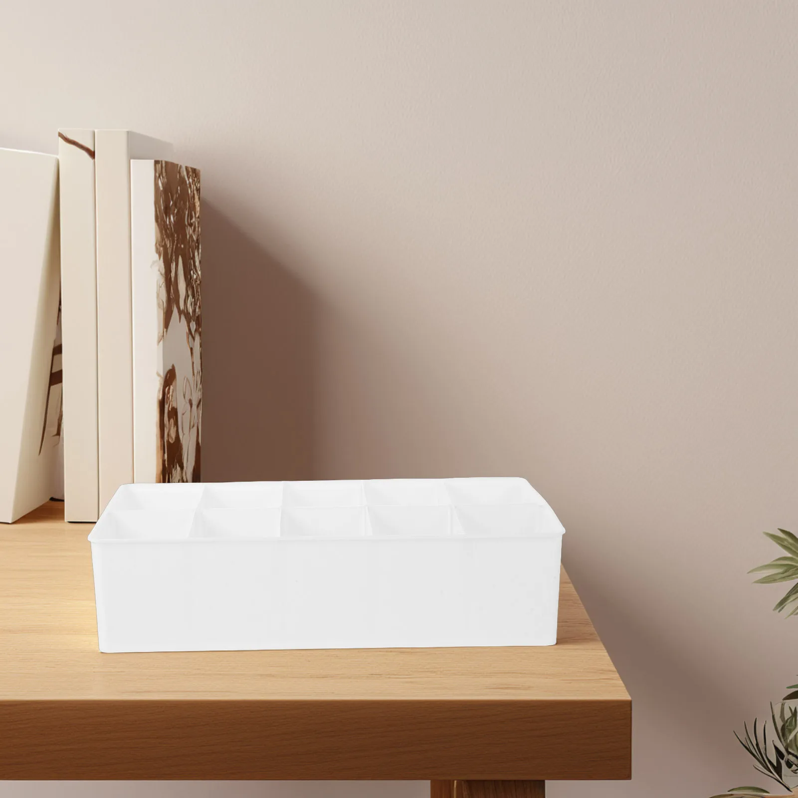 

10 Grids Plastic Desk Organizer Box With Removable Dividers Cable Management Storage For Home Office School Vanity Art Supplies