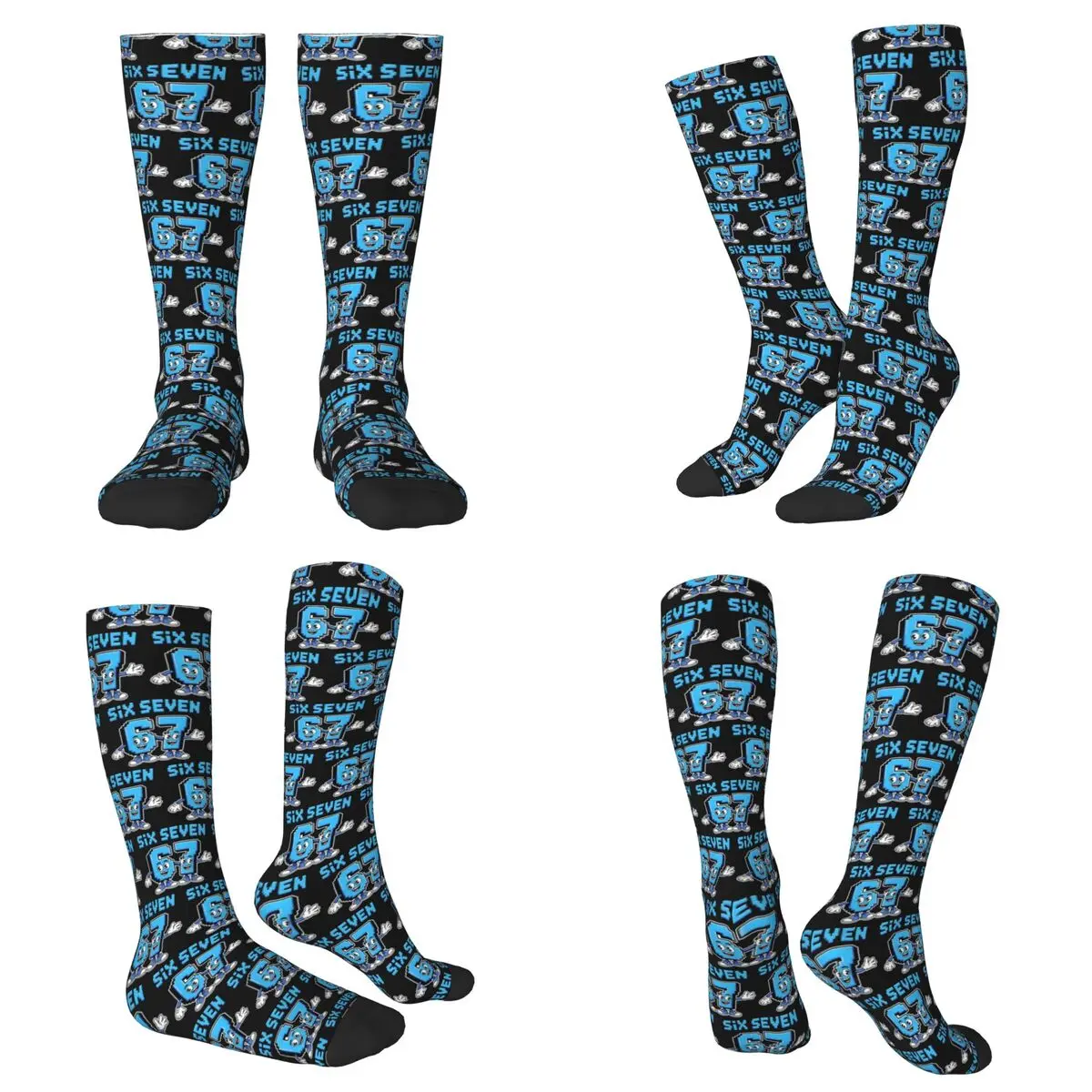 All Seasons Colorful Number 67 Print Socks Harajuku Crew Socks Casual Stockings for Men Women