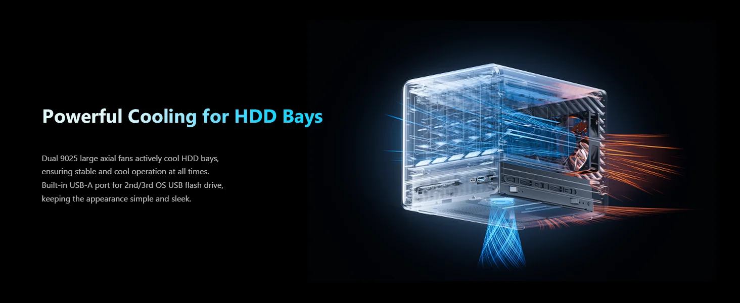 MINISFORUM N5 Pro AI NAS Server AMD Ryzen AI 9 HX PRO 370 12-Core 80 TOPS 10GbE + 5GbE Dual LAN OCuLink PCIe X16 USB4 5-Bay Storage