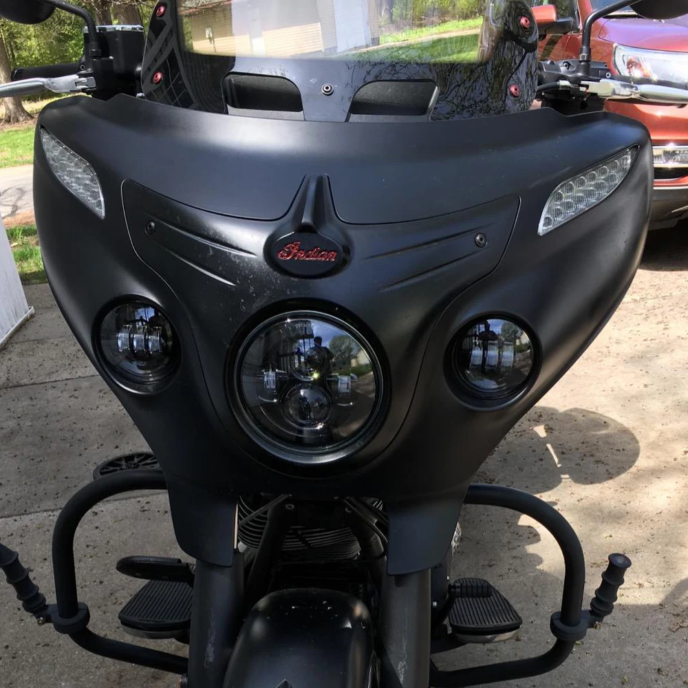 7 "E24 DOT LED المصباح كشافات للرئيس الهندي رودماستر سبرينغفيلد دراجة نارية 4.5" أضواء الضباب مصباح مساعد #2