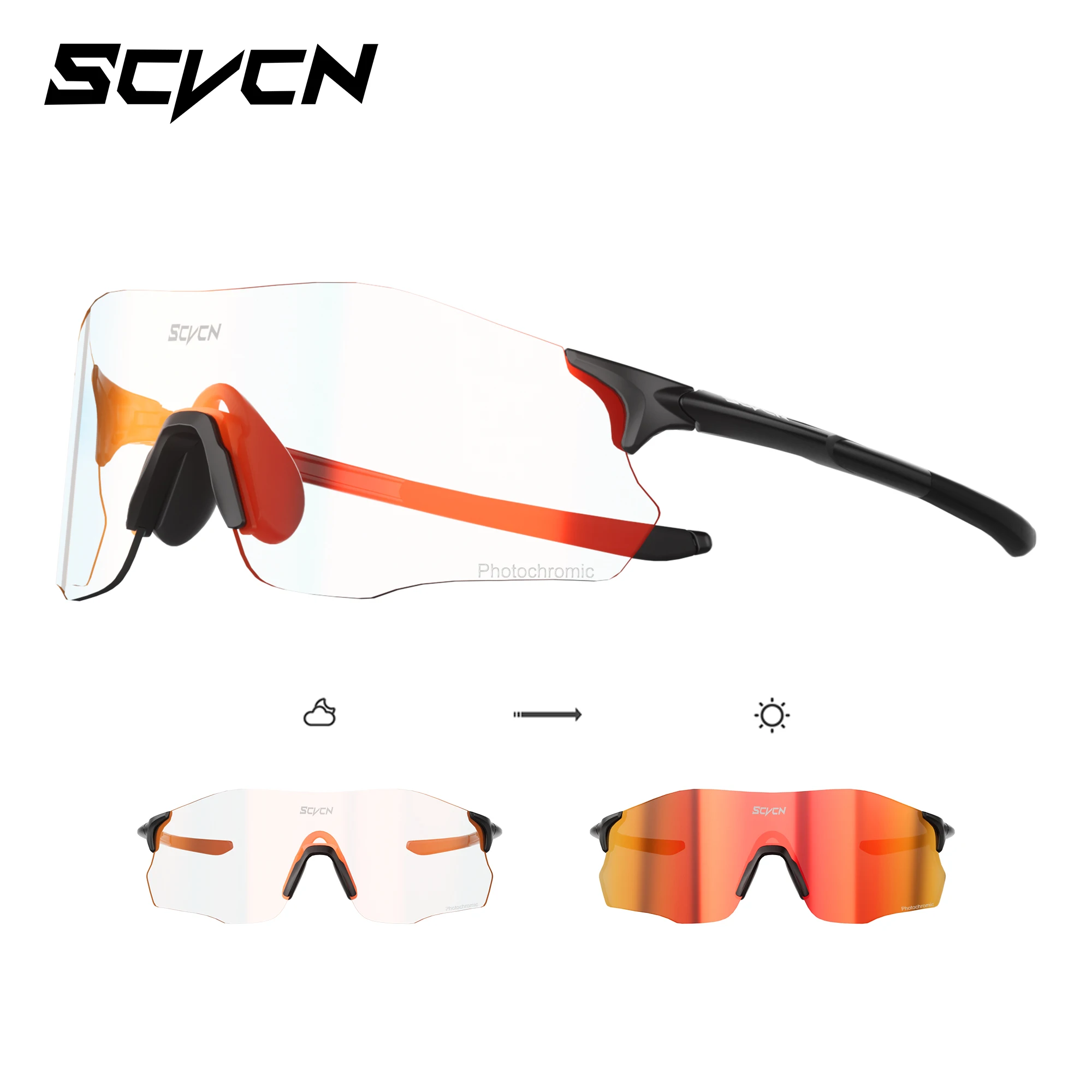 SCVCN Photochrome Radfahren Gläser Outdoor Sport Sonnenbrille Mann Fahrrad Brillen Radfahren Laufen Frauen Fahrrad UV400 Brille