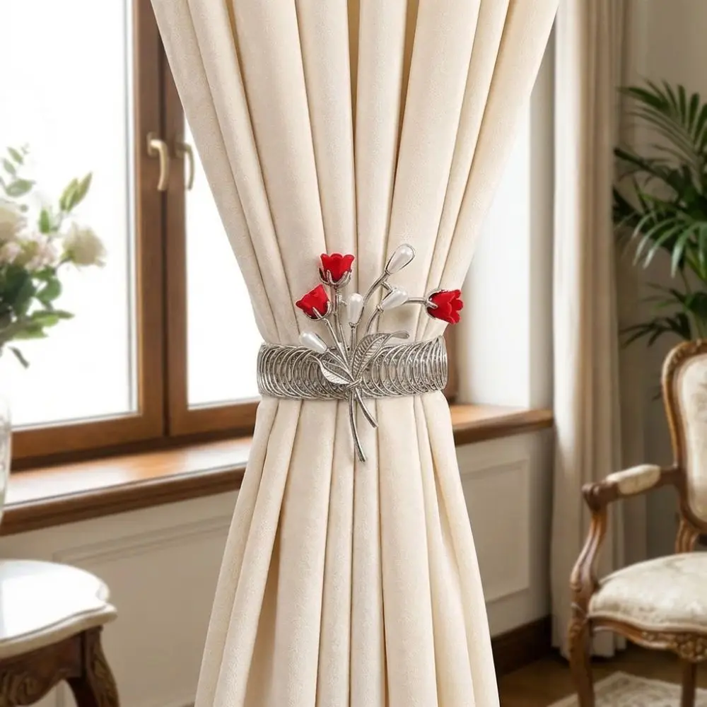 Adjustable Metal Curtain Clips Flower Shape Beautifully Automatic Tightening Clips Exquisite Curtain Buckle Living Room