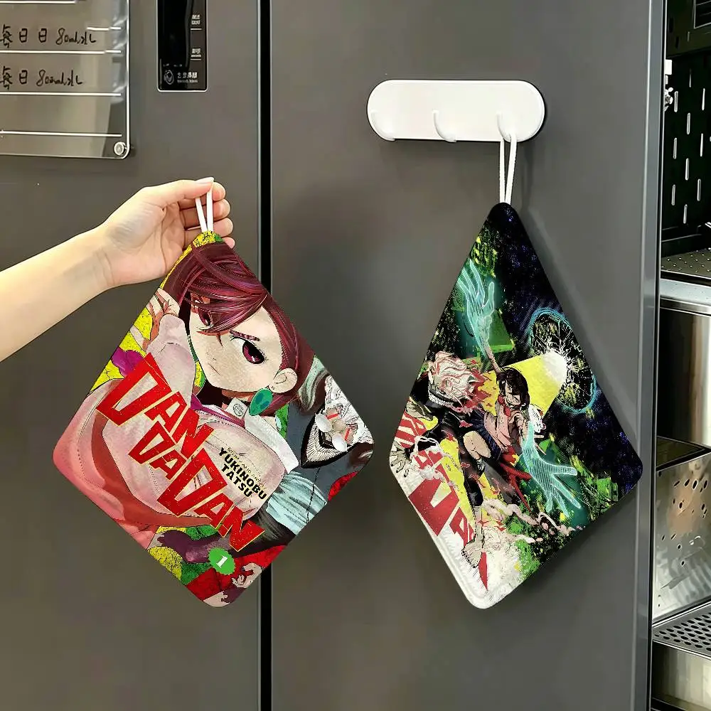 Classic Anime D-DandadanS Hanging Kitchen Towel, Polyester Cotton Fabric, Absorbent Hand Wiping Towel For Home Dormitory