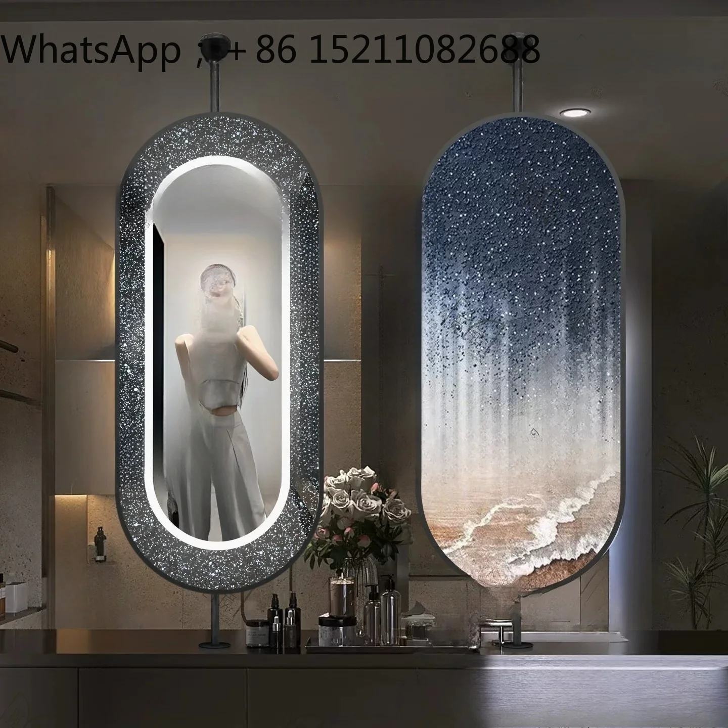 SCY rotatable starry sky hanging mirror master bedroom dresser partition mirror suspended makeup mirror