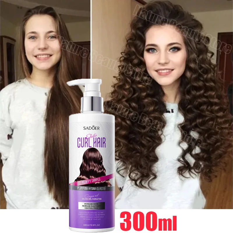 300ml Hair Volumizing Cream Hair Conditioner Volume Lift Styling Cream Curly Hair Elastin Curl Defining Nourishing Hair Care