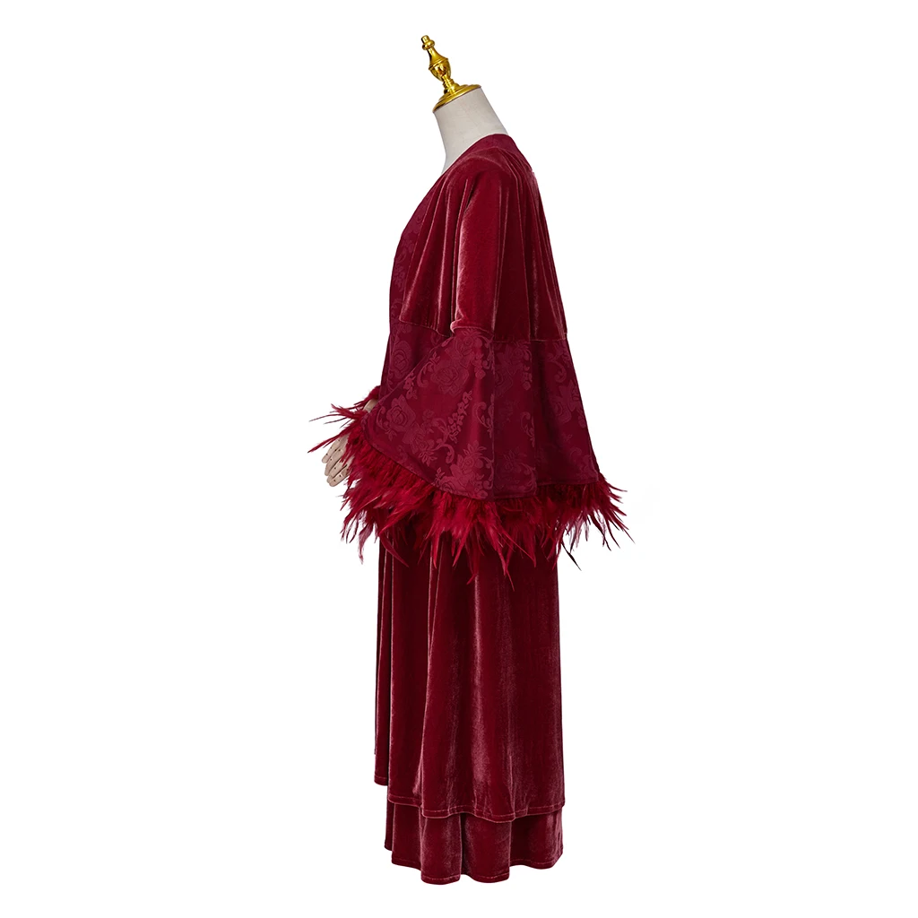 Alberta Haynes Cosplay Costume For Women Sexy Red Velvet Sling Dress with Shawl Cloak Halloween Carnival Party Ghost Cos Gown