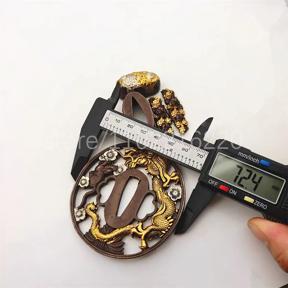 Good Quality Copper Gilding Silver Dragon Tsuba Fuchi Kashira Menuki Japanese Katana Wakizashi Tanto Sword Fittings