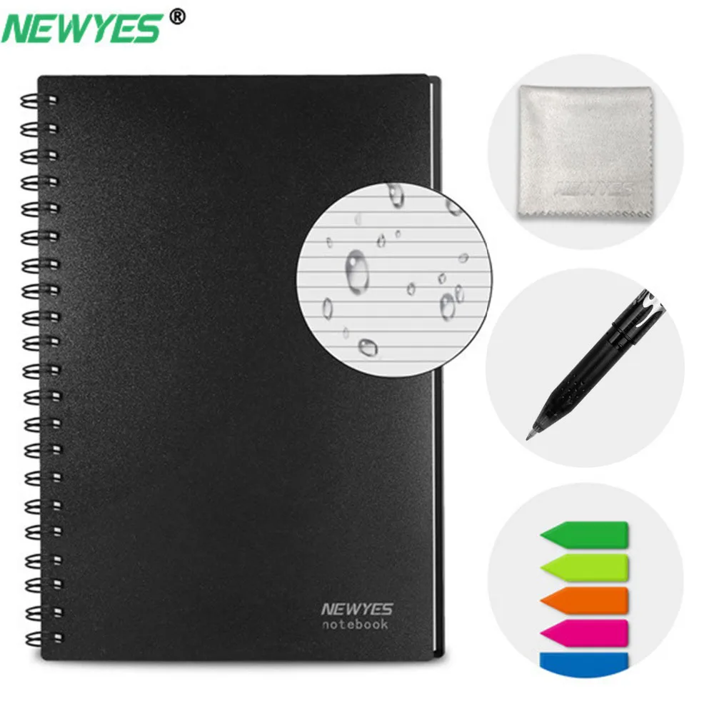 Notebook inteligente reutilizável à prova d\'água, fio encadernado espiral, aquecimento por microondas apagável, armazenamento em nuvem, conexão com