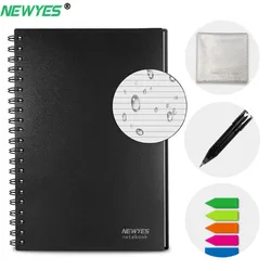 Notebook inteligente reutilizável à prova d'água, fio encadernado espiral, aquecimento por microondas apagável, armazenamento em nuvem, conexão com aplicativos, kids gift, a6