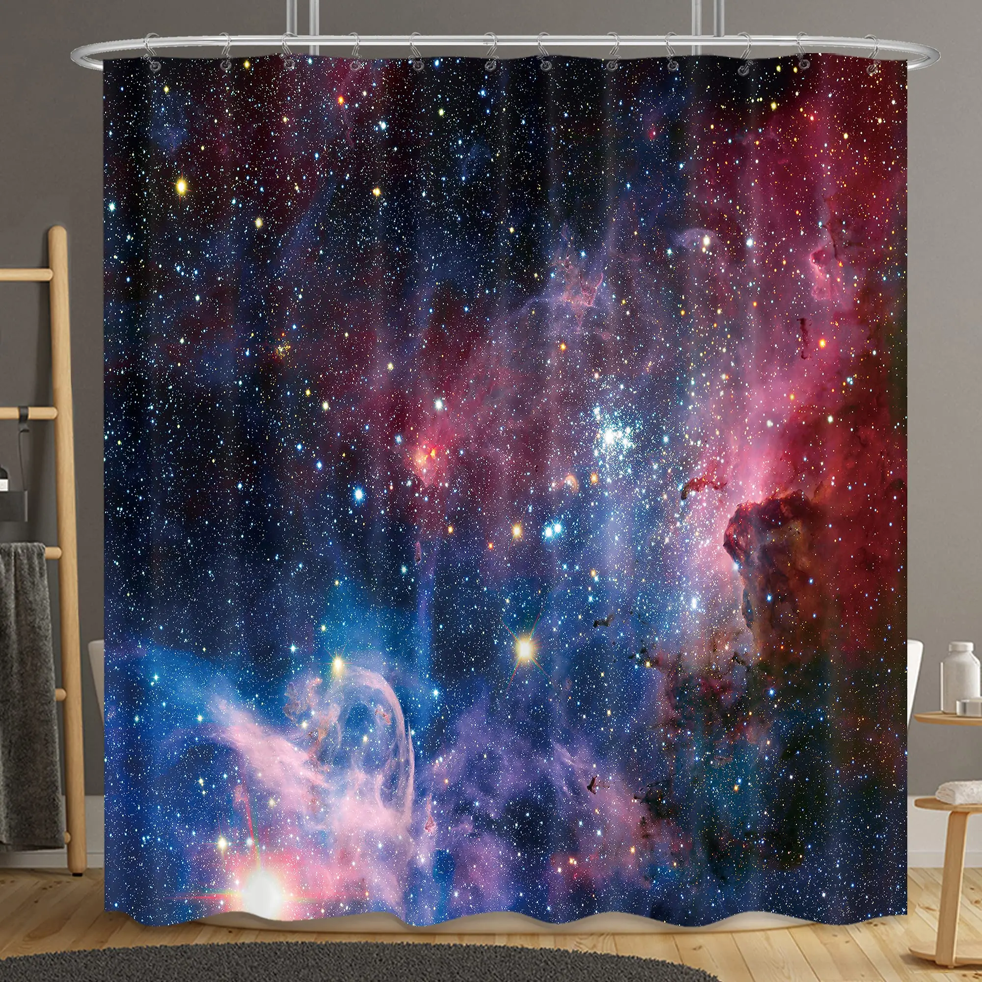 Star Outer Space Shower Curtain for Bathroom Decor Starry Galaxy Bathtub Set Trippy Nebula Universe Planet Bathroom Curtains Set