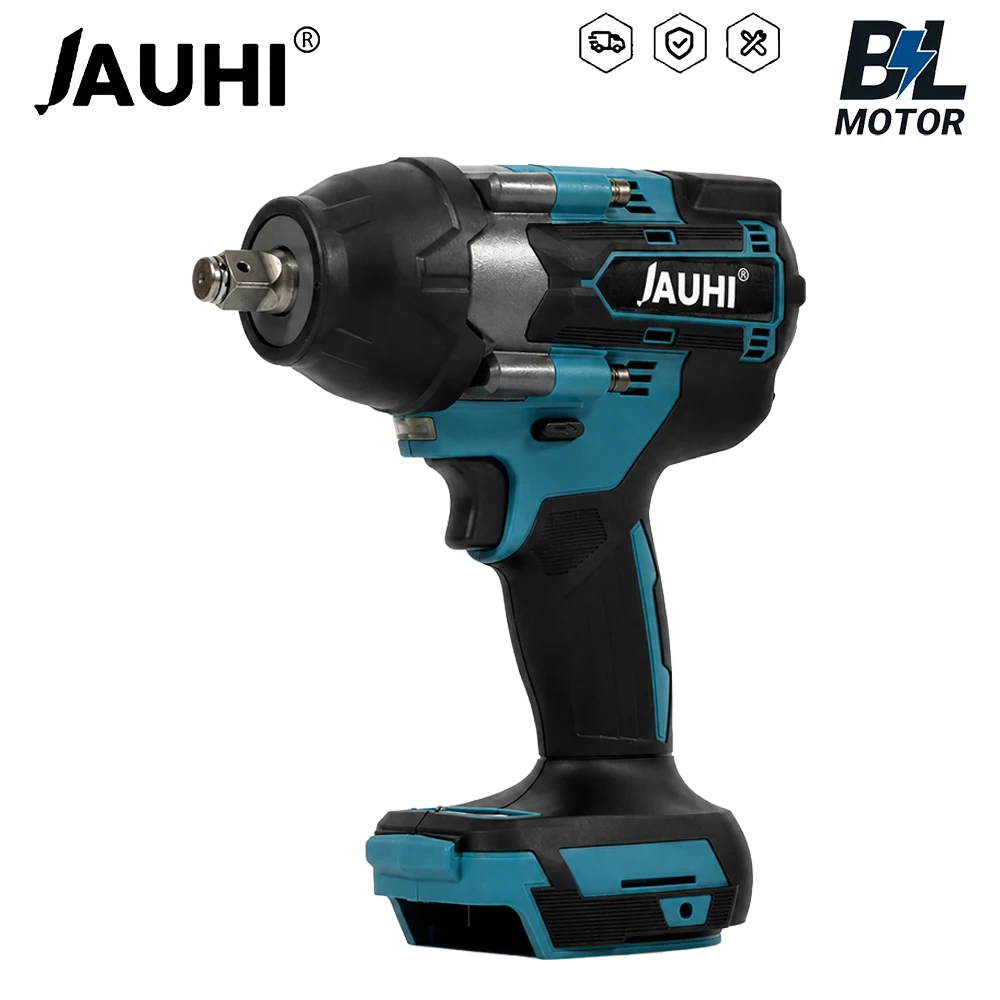 JAUHI 1800N.M Torque Brushless Electric Impact Wrench For Trucks 1/2 inch Cordless Wrench Driver Tool For Makita 18V Battery