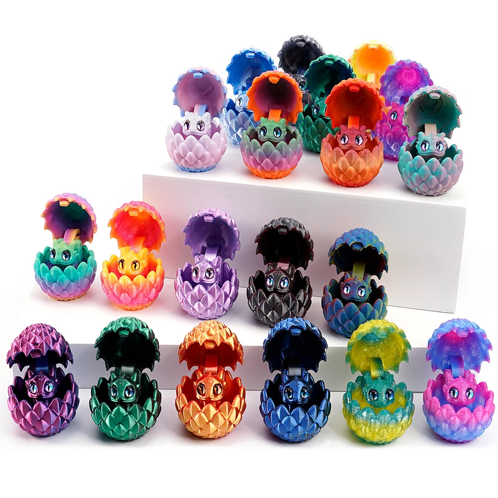 بيض تنين مطبوع ثلاثي الأبعاد مع زخرفة تنين صغيرة مصغرة لتزيين حديقة المنزل هدايا عيد الميلاد للأطفال