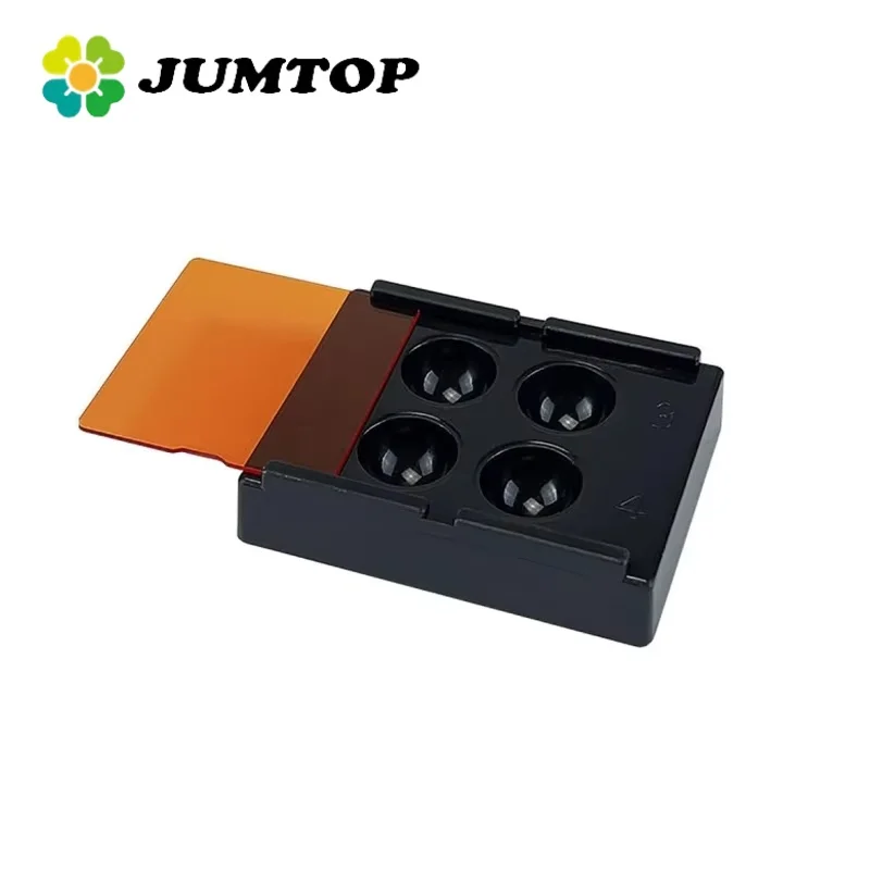 JUMTOP 4 Slot Dental Resin Shade Light Box Veneer Storage Box Teeth Whitening Strip Treatment Light-proof Case Dentistry Tools