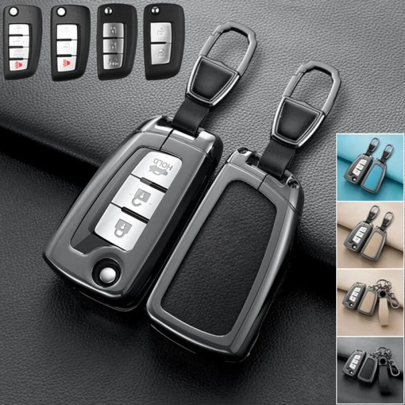 

A+ Zinc Alloy TPU Leather Car Key Case Cover For Nissan Rogue Flip Kicks Qashqai