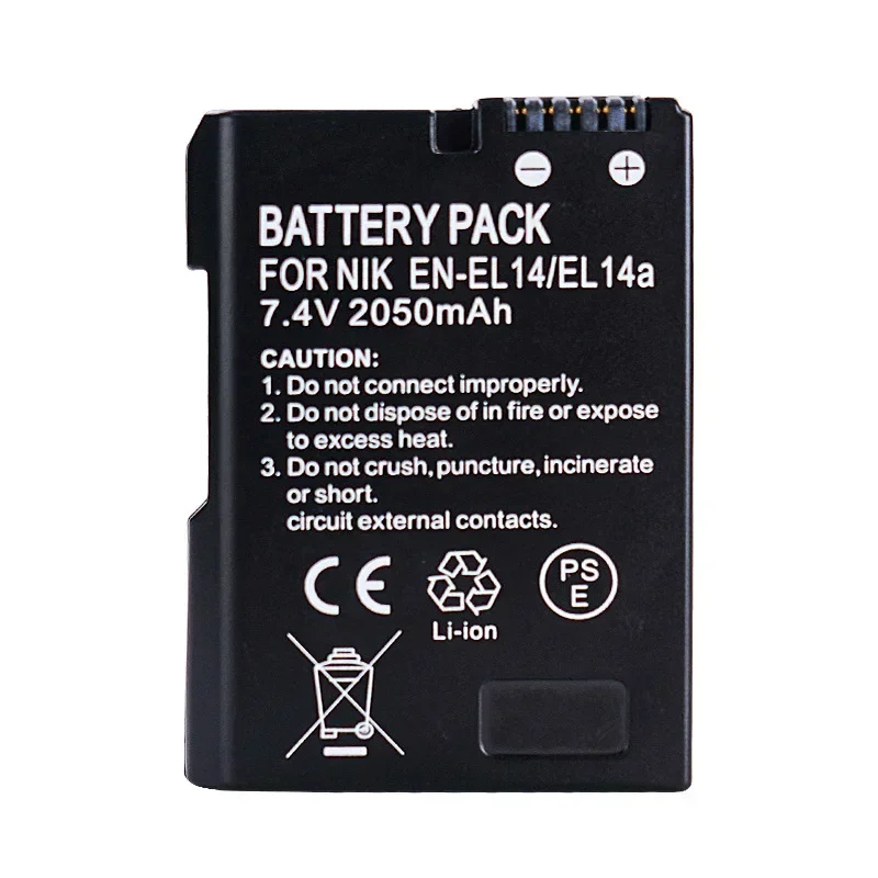 EN-EL14 7.4V 2050mAH Battery Suitable for Nikon Cameras D3100 D3200 D3300 D5100 D5200 D5300 D7000 D7100 D7700