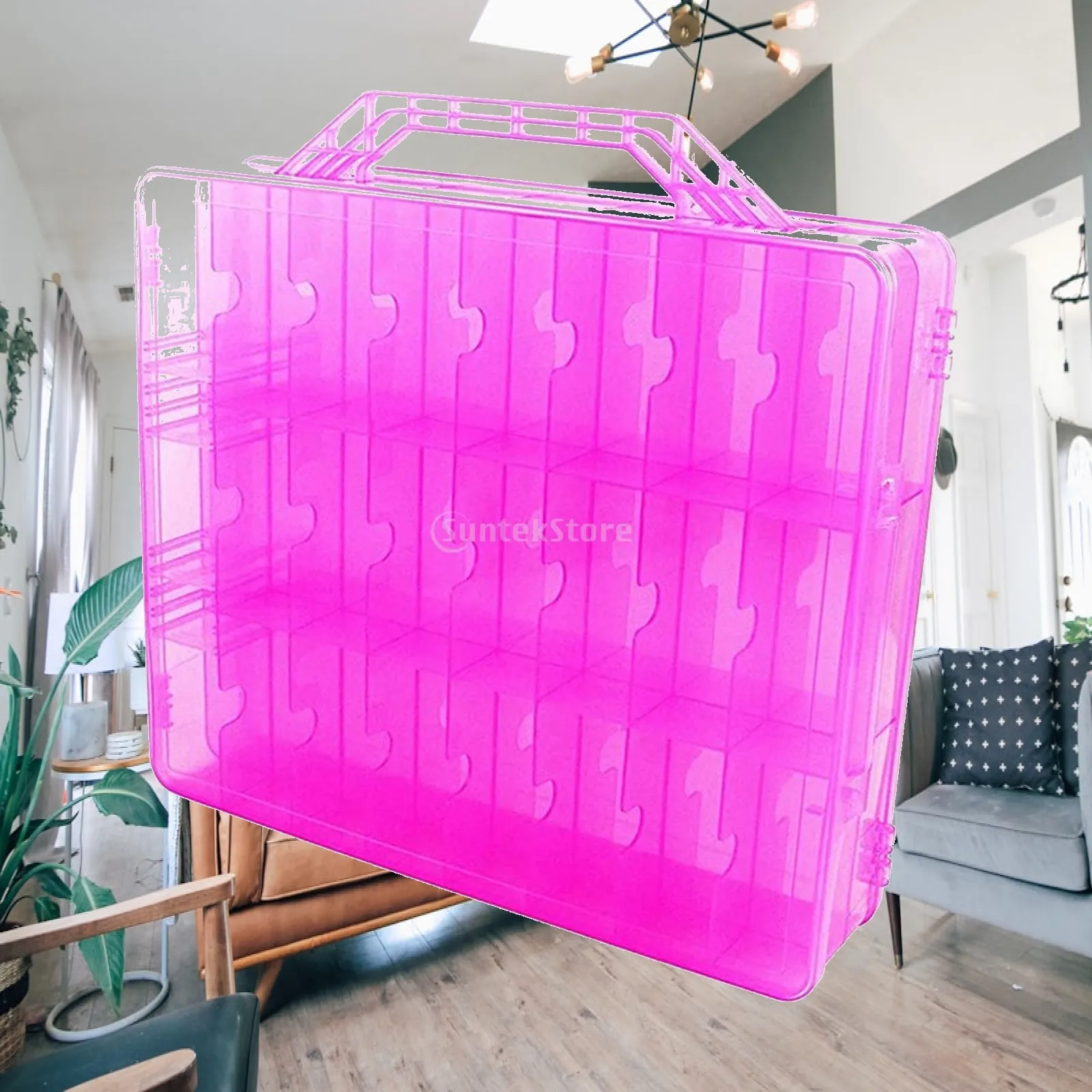 Nail Polish Storage Carrier for 48 Bottles Clear Box with Double Side Doors and Handle for Home and Salon