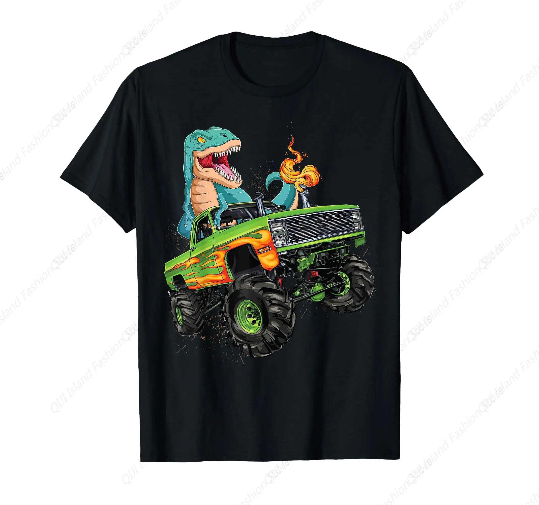 

Trex Dinosaur Monster Truck Crushing Cars birthday T-Shirt