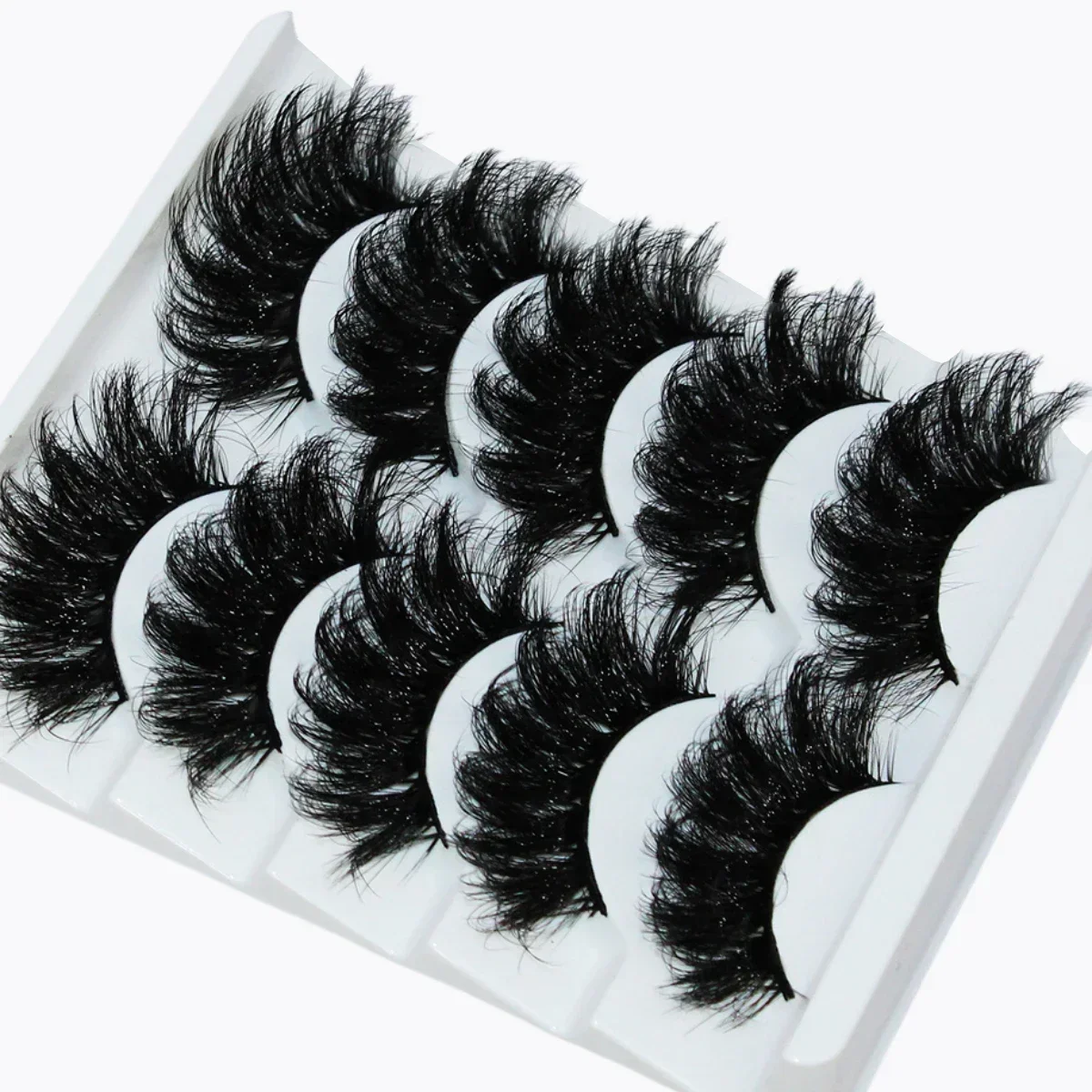 5 Pairs 3D Fake Lashes Dramatic Volume Thick Lashes Fluffy Natural False Eyelashes Thick Dramatic False Eyelashes