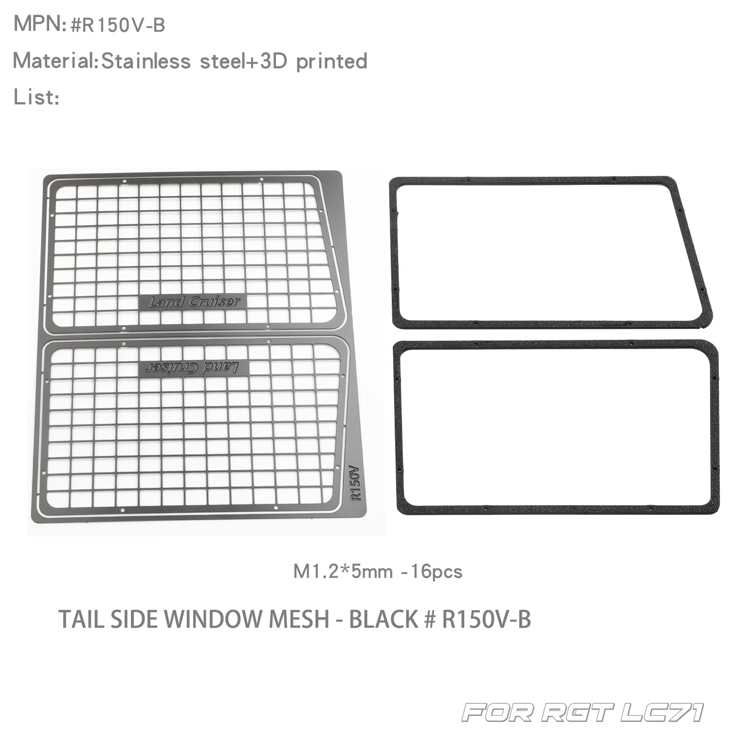0035 RCDream 1/10 RGT LC71 Rear Side Window Mesh - Protective Mesh - Foldable Flipping Window Mesh