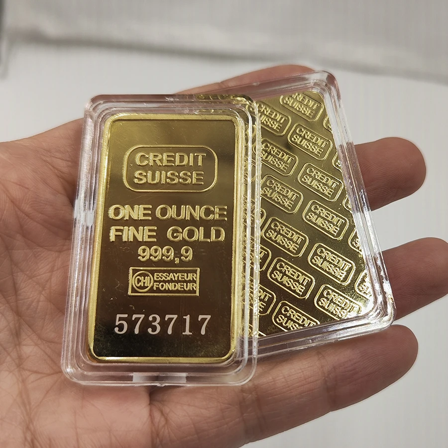Switzerland Gold Plated Bar Sussi bullion with Different Serial Commemorative Coin Funny Swiss Bank Gold ingot collection