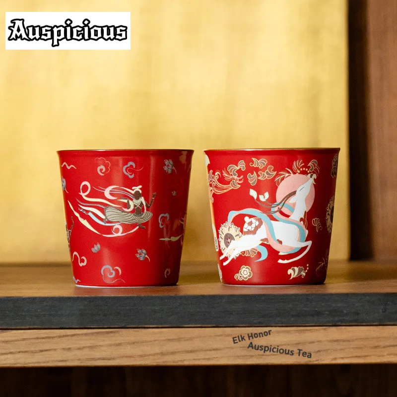 150ml Dunhuang Apsaras Straight Teacup Aesthetic Tea Bowl Cup For Tea Tea-tasting Personal Cup Chazhan Master Cups Drinkware