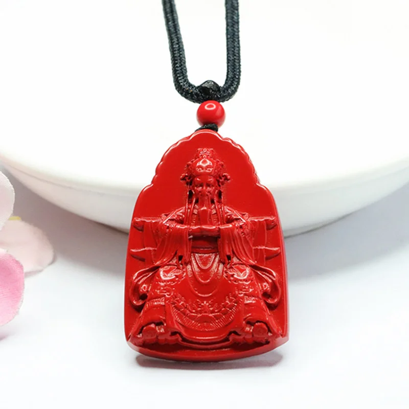 Natural Authentic Cinnabar God of Wealth Pendant Red Sand Wutai Mountain Dragon 5 Pendant Men's and women's fine jewelry