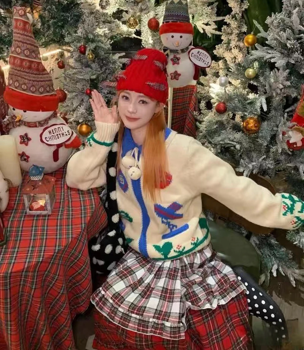 Designer Kerst Plaid Kanten Ruches Maxi Rok Taart Lange Rokken Herfst Vrouwen A-lijn Midi Rokken Engeland Klassieke Retro Rok