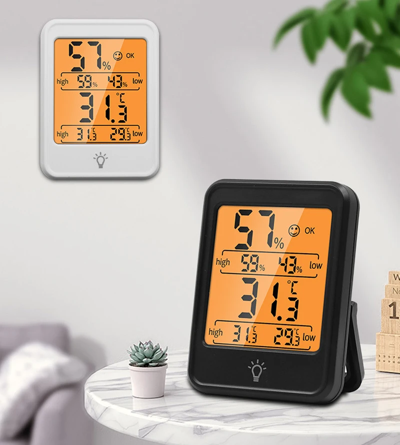 MC41 LCD مقياس الرطوبة الرقمي ميزان حرارة الغرفة داخلي الإلكترونية درجة الحرارة جهاز مراقبة الرطوبة متر الاستشعار محطة الطقس F #1