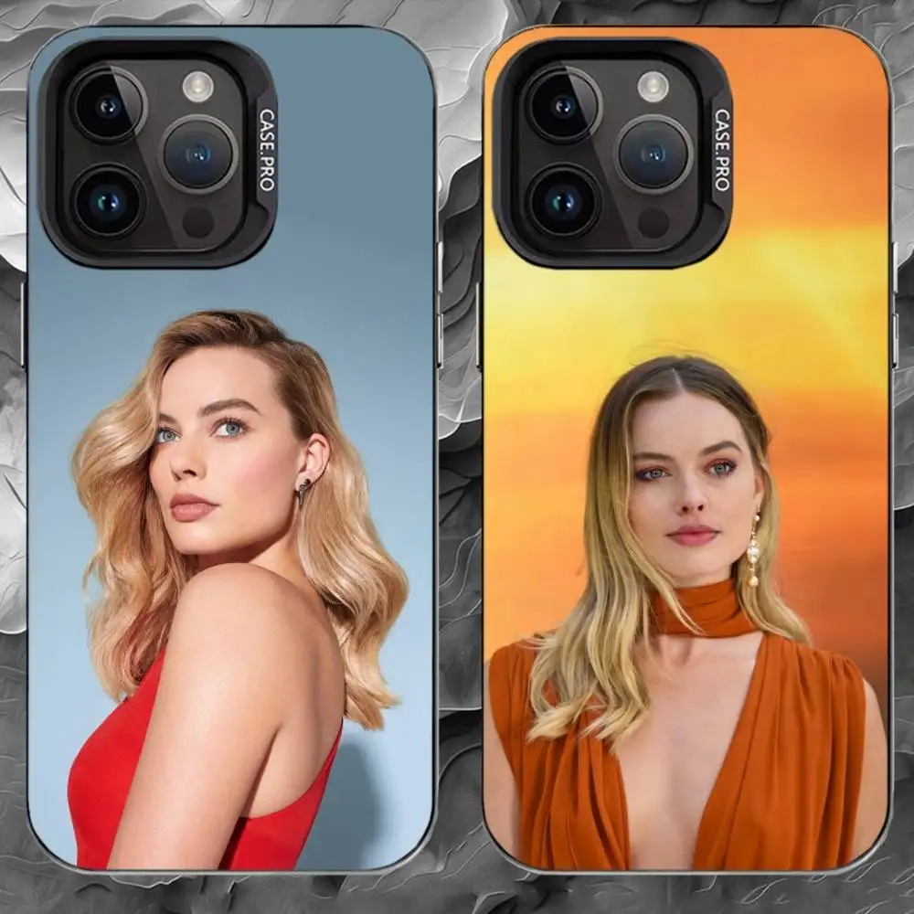 

M-Margot Robbie Phone Case For iPhone 17 16 15 14 13 12 11 Pro Max Plus Silver Matte Black Cover