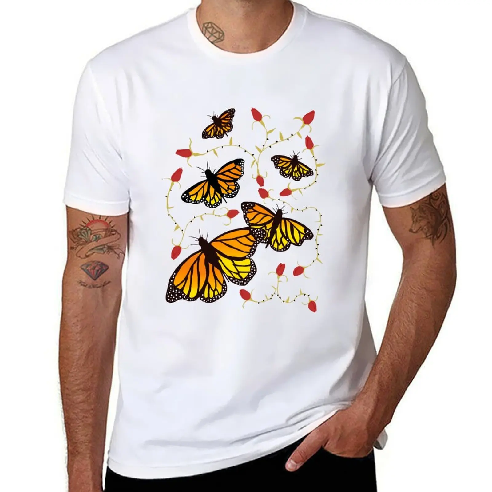 

Butterflies and Roses T-Shirt t shirts for man cotton soft man t shirts cotton T-Shirt