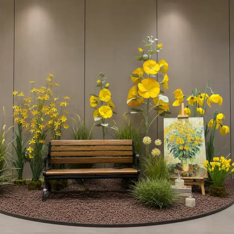 Modern Yellow Artificial Flower Detachable Decor for Wedding Background Commercial Event Display Bench Custom Design Home
