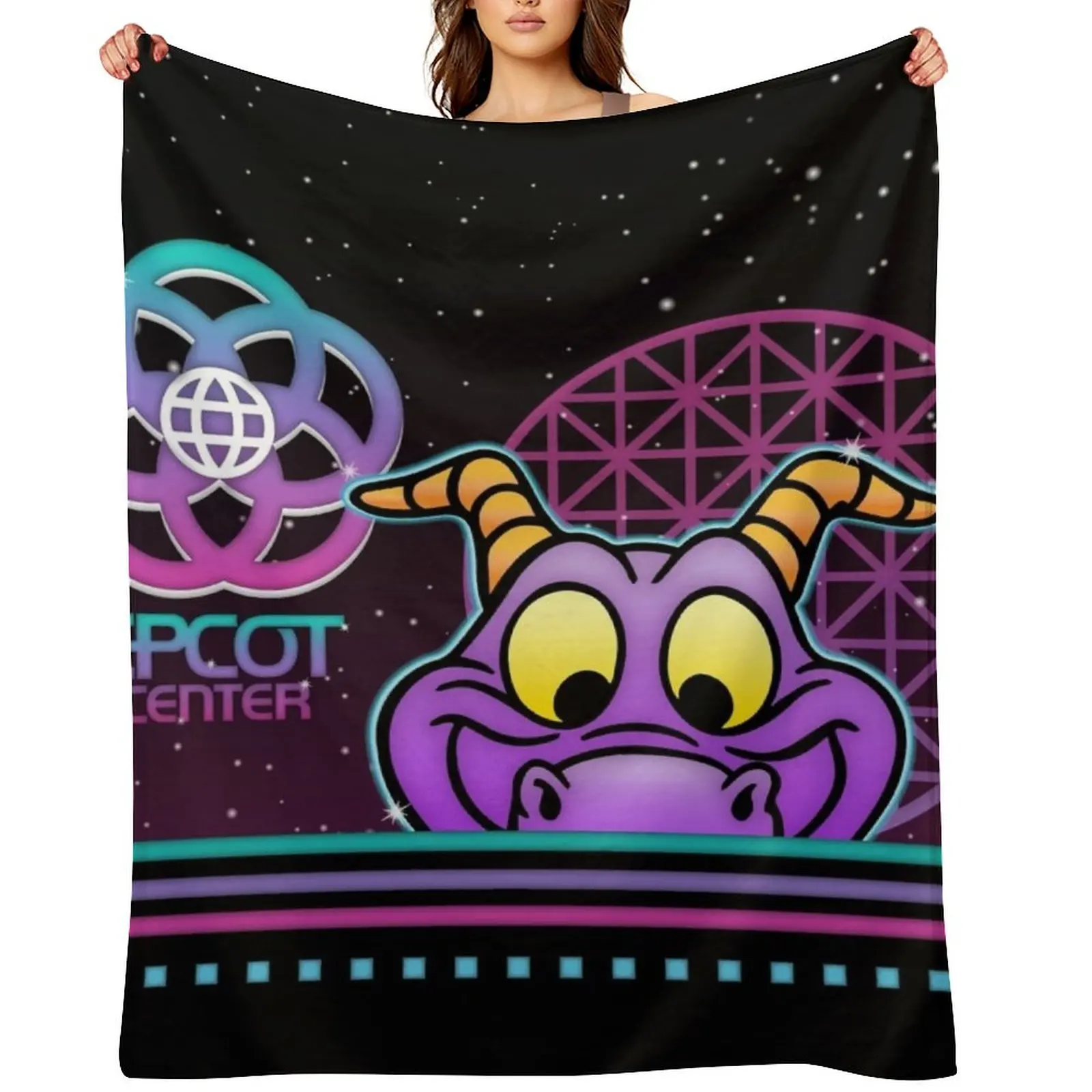 

80's Glow Figment Throw Blanket Blankets For Baby anime valentine gift ideas Personalized Gift Blankets