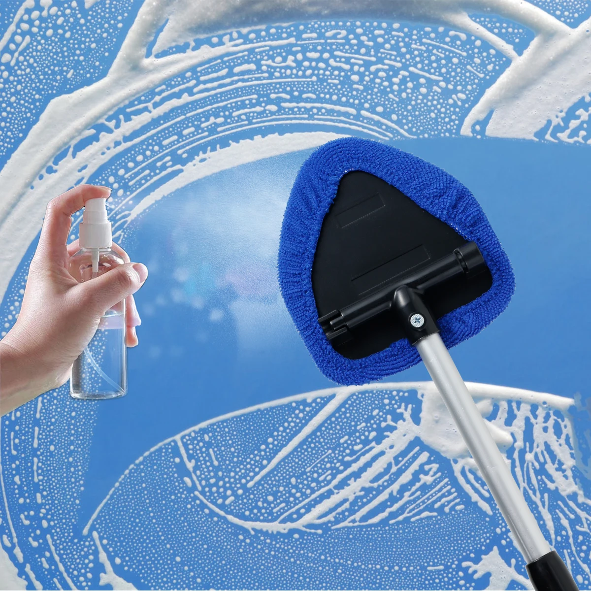 Window Scraping Mist Eliminator Microfiber Car Window Cleaner Telescopic Windshield Cleaning Tools Auto Accessories