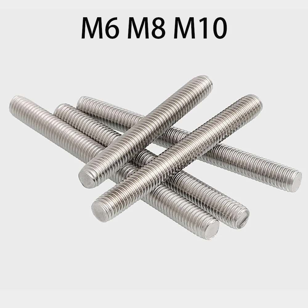 10/5/2/1Pcs M6 M8 M10 Thread Lead Screw Anchor Bolt Clamps Hangers Fastener 304 Stainless Steel Full Thread Screw Threaded Bar