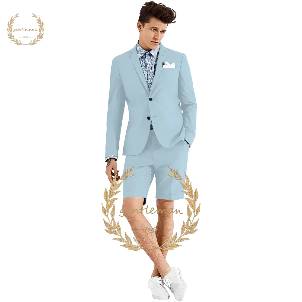 

Men's 2-Piece Suit Shorts, Double Button Jacket and Shorts, Custom Made Casual Dance Party, Summer Beach Leisure