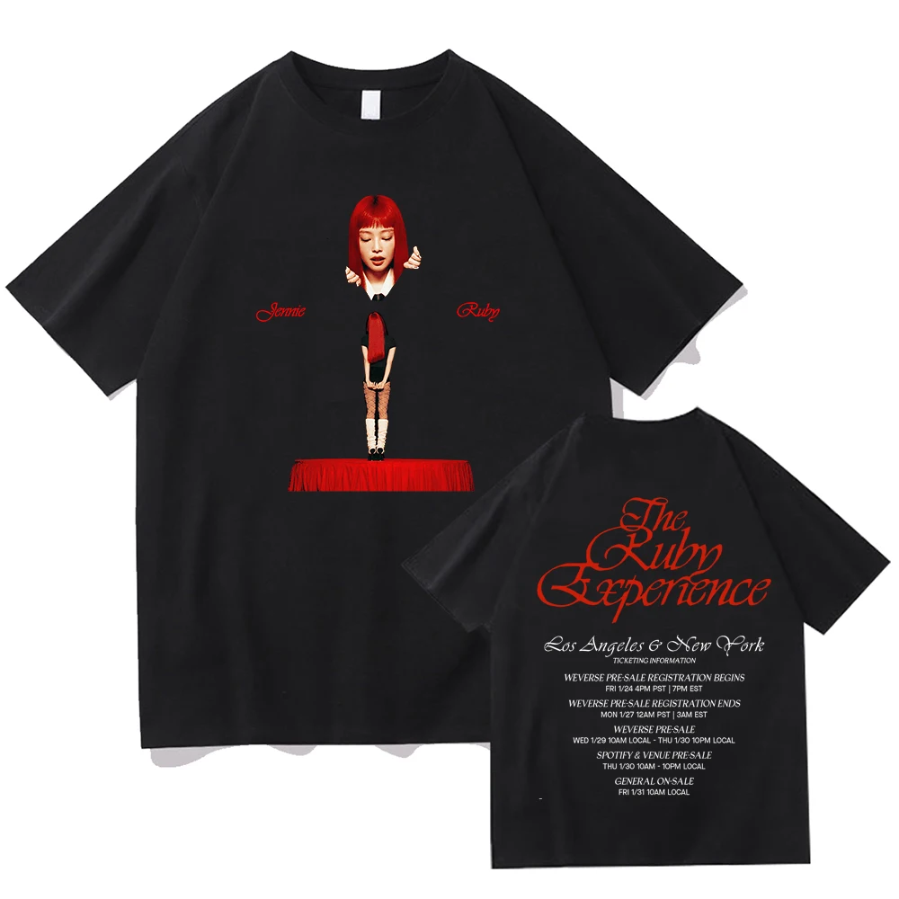 JENNIE Ruby 2025 Nieuwe Album T-shirt Mannen/vrouwen Harajuku Vintage Grafische T-shirt Klassieke Unisex Hoge Kwaliteit Tee shirts Zomer
