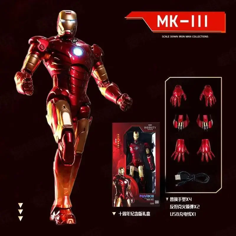 Homem de Ferro Avengers Deluxe LED Light Edition Action Figure, Endgame Legends Brinquedo, Mark Lxxv, Nano Armadura, Presente Original, 1:10, Mk85, MK50