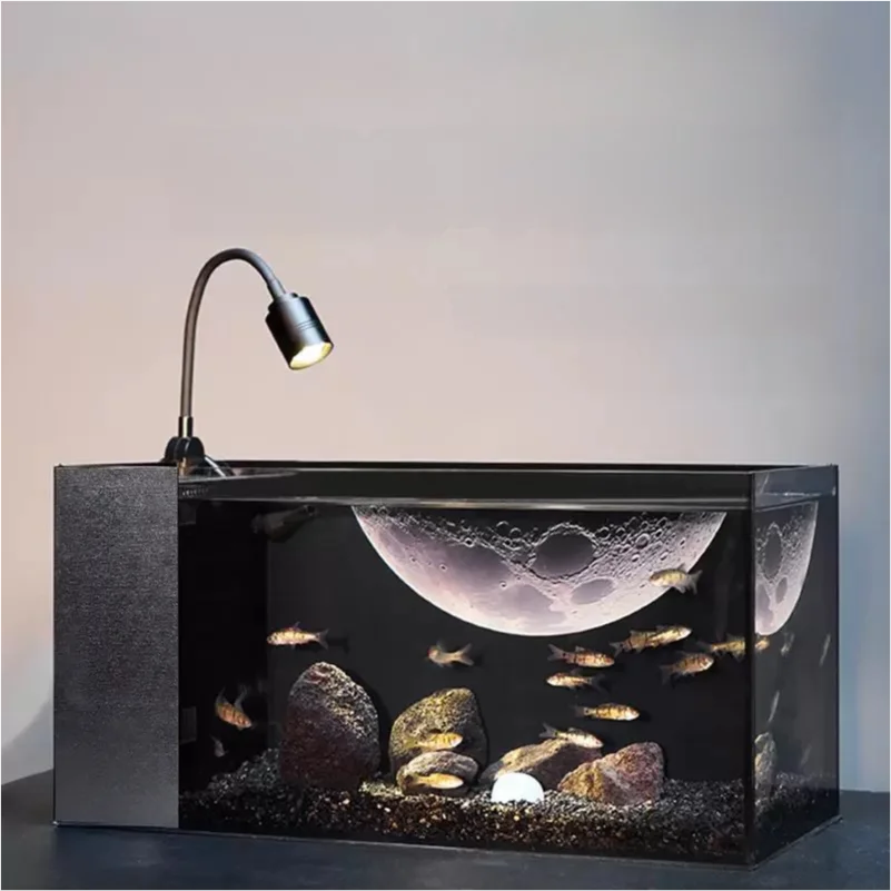 

Customized Full Set of Moon Landscape Tank with Side Filter Zoomable Fish Tank Spotlight Home Decoration Creative Moon Lamp