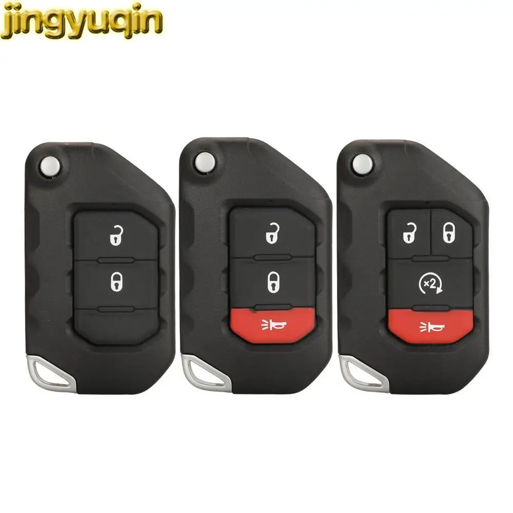 

Jingyuqin 5pcs 2/3/4 Buttons Flip Remote Car Key Fob Shell For Jeep Wrangler Rubicon Sahara JK JL 2018 SIP22 Blade