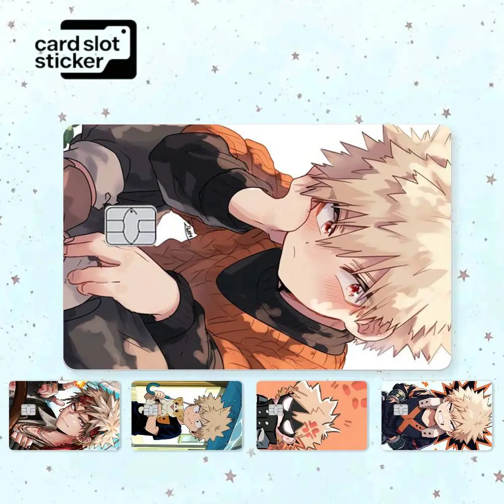 Anime Cartoon Katsuki Bakugo  Credit Card HD Stickers Small Chip Waterproof Sticker Game Card Decal Gift