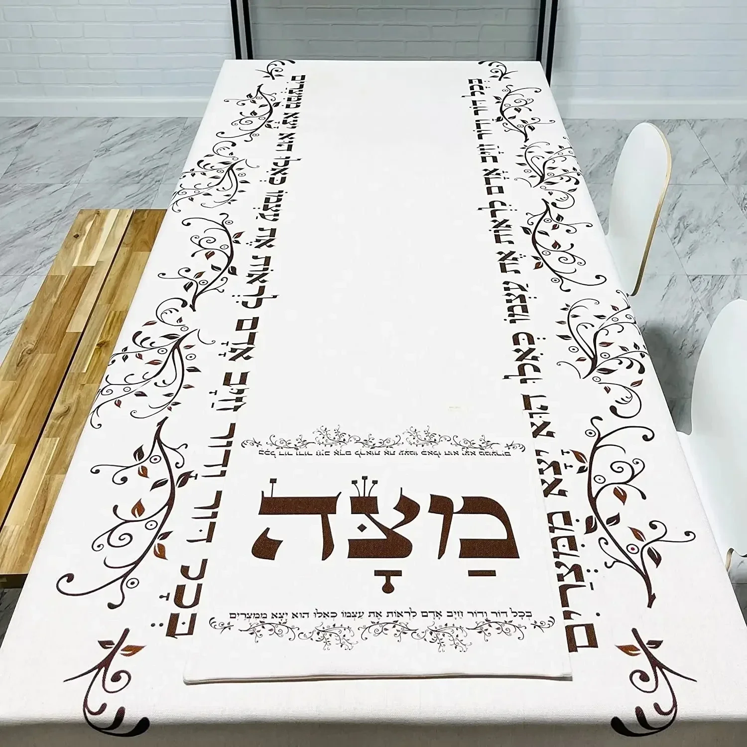 Happy Jewish Passover Waterproof Rectangle Tablecloth Holiday Decoration Pesach Seder Hebrew Tablecloth Kitchen Dining Decor