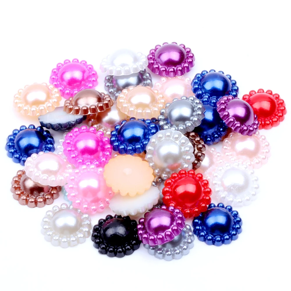 

12MM 1000pcs Multicolor Imitation Pearls Half Round Flatback Flower Pearl Beads Handmade For DIY Craft Jewelry Making Wholesale