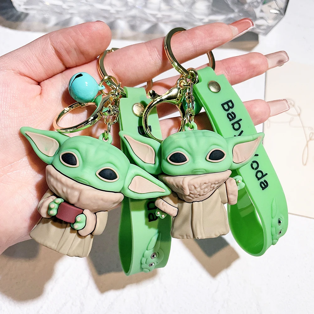 Star Wars Yoda Baby Keychain Master Yoda Silicone Pendant Keyring Car Backpack Key Holder Cute Figure Decoration Accessories