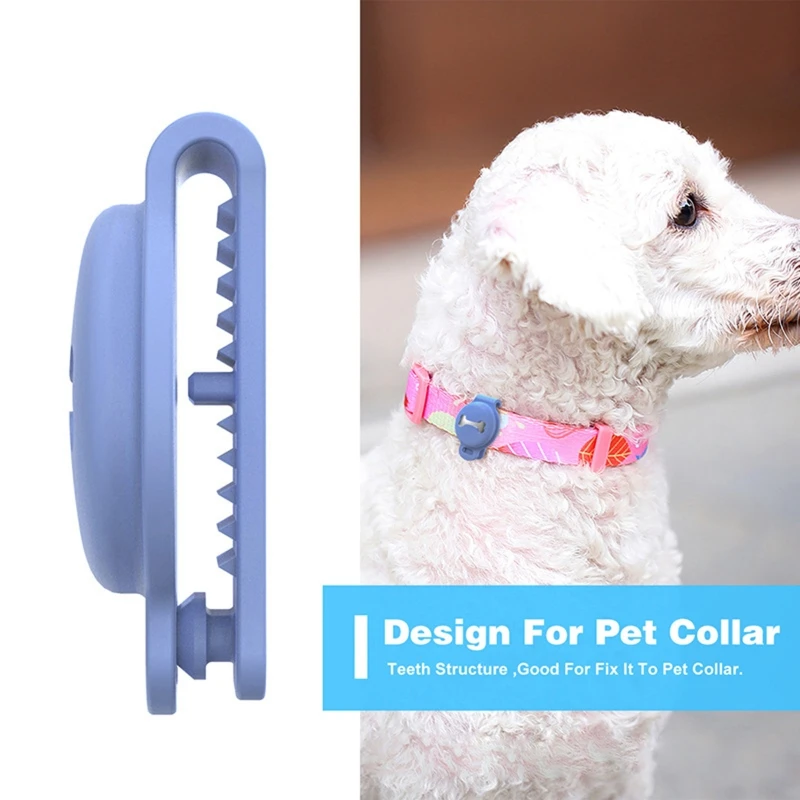 Airtag Dog Collar Holder Silicone Pet Collar Case for Airtags Anti-Lost Air Tag Cover Compatible with Dog Collars