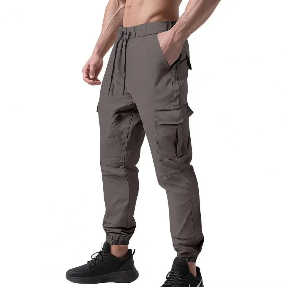 

Мужские брюки карго с завязками, множеством карманов, зауженные, с регулируемой талией, свободного кроя, повседневные, спортивные джоггеры