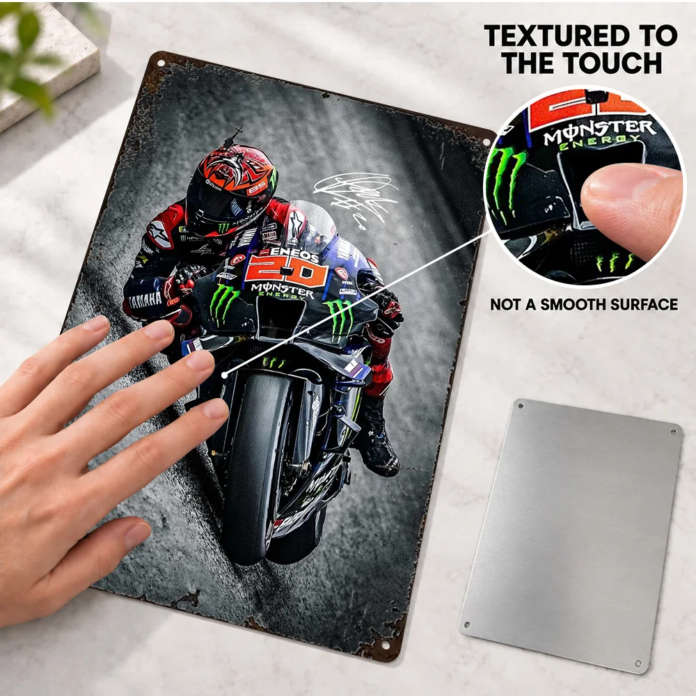 Fabio Quartararo Motorcycle Racer Aluminum Poster Personalized Metal Sign Selective Color Photography Wall Art For Game Room