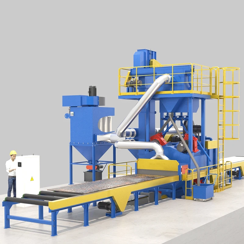 H Beams Roller Conveyor Shot Blasting Machine Pass Through Type Automatic Steel Shot Blaster