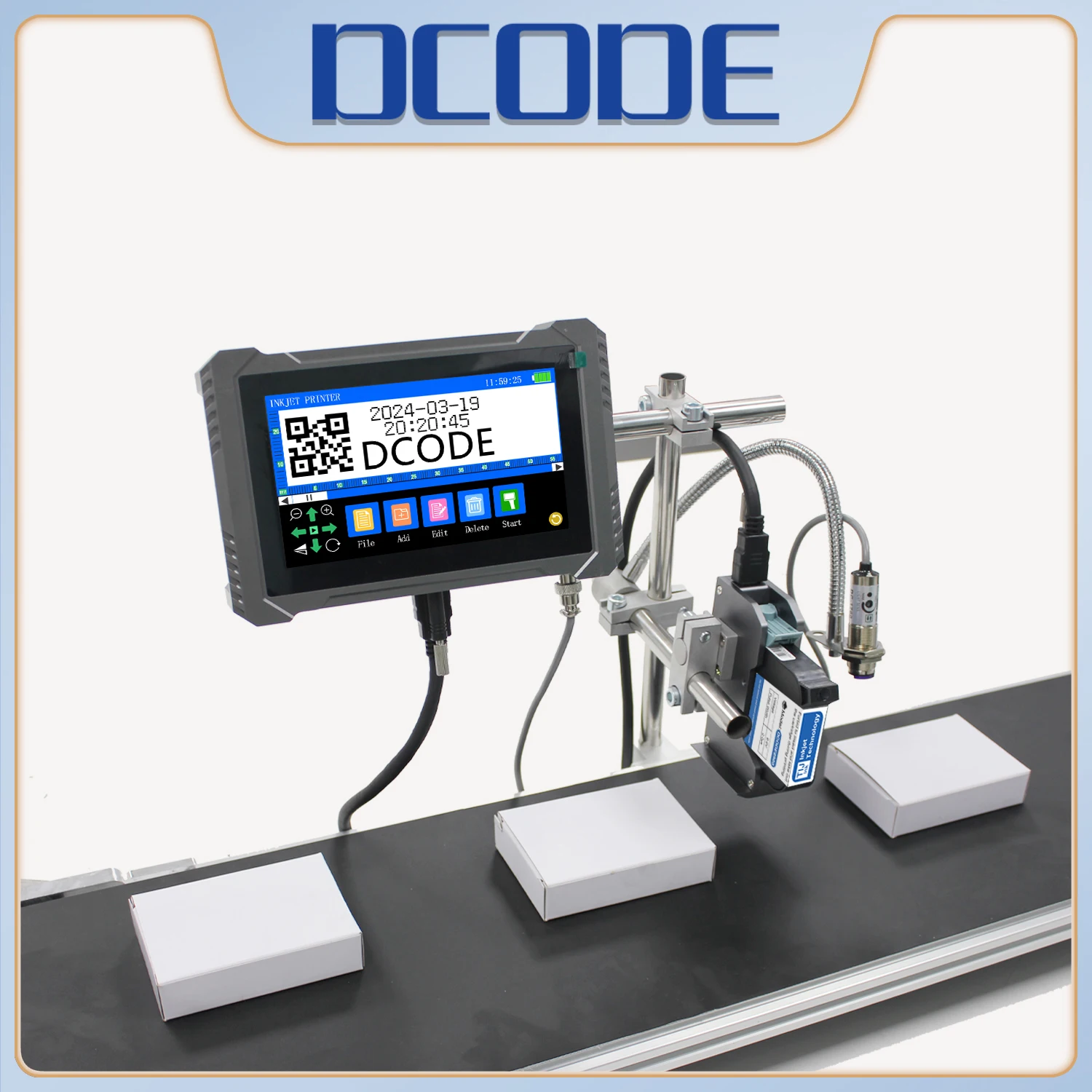 

DCODE U7PLUS Online Inkjet Printer 12.7/25.4mm Nozzle Industrial Thermal Inkjet Printer Logo Expire Date Text QR Code Barcode