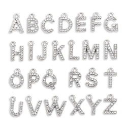 10/26pcs Silver Color Alloy Crystal Mini Alphabet 26 Letter Charms Pendants for Women Necklace Earring Jewelry Accessories